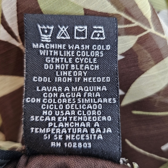 Briggs New York Green Leaf Pattern Sheer Overlay with Ruffled Hem Skirt Size 12 - Picture 5 of 7